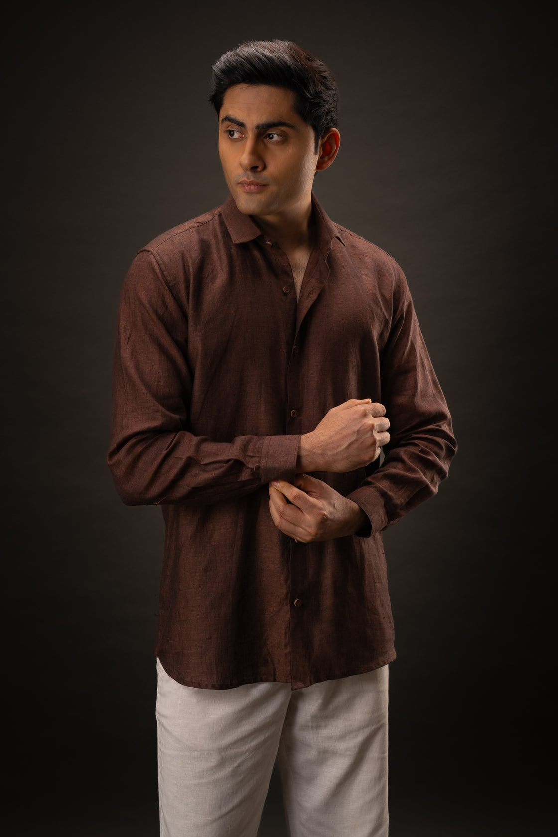 Ebony & Wood | Shirt | 100% Pure Linen | Chocolate Brown
