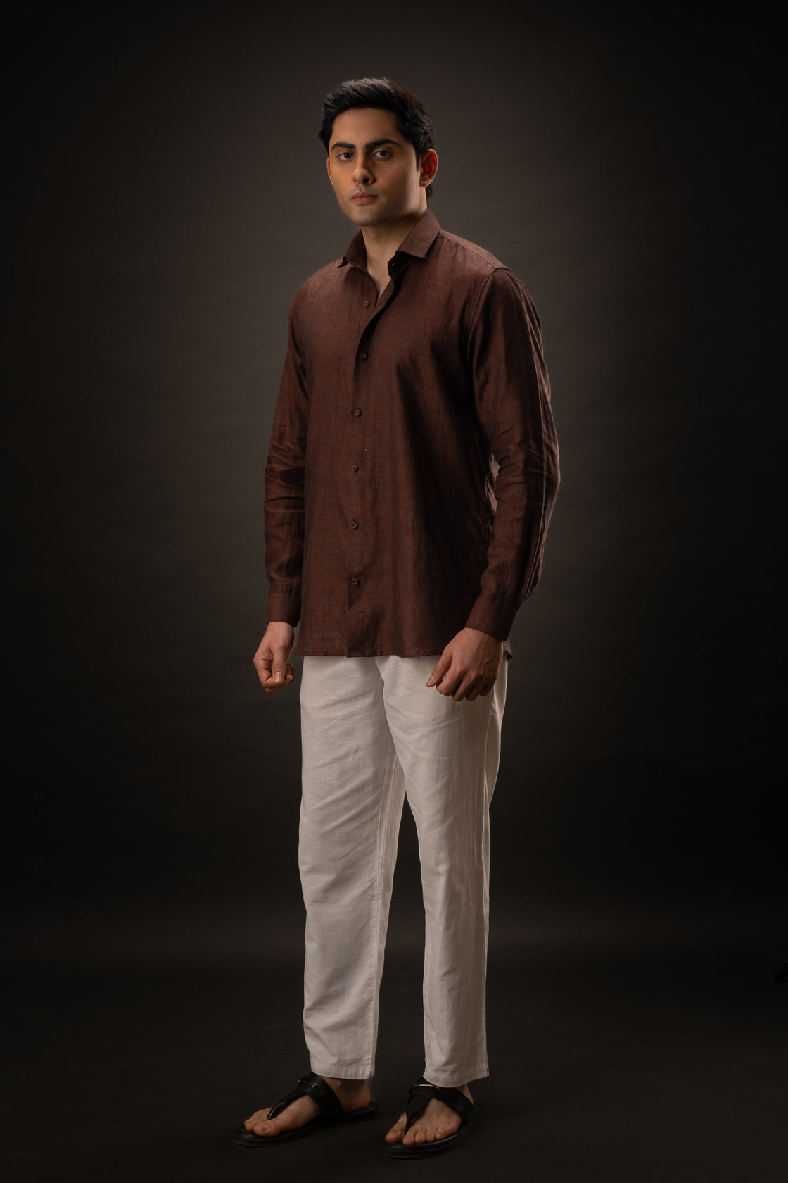 Ebony & Wood | Shirt | 100% Pure Linen | Chocolate Brown