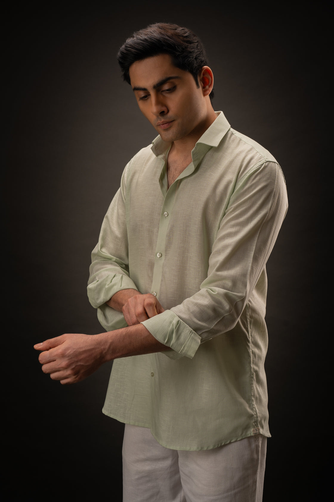 Mintora | Blend Linen Shirt | Mint Green