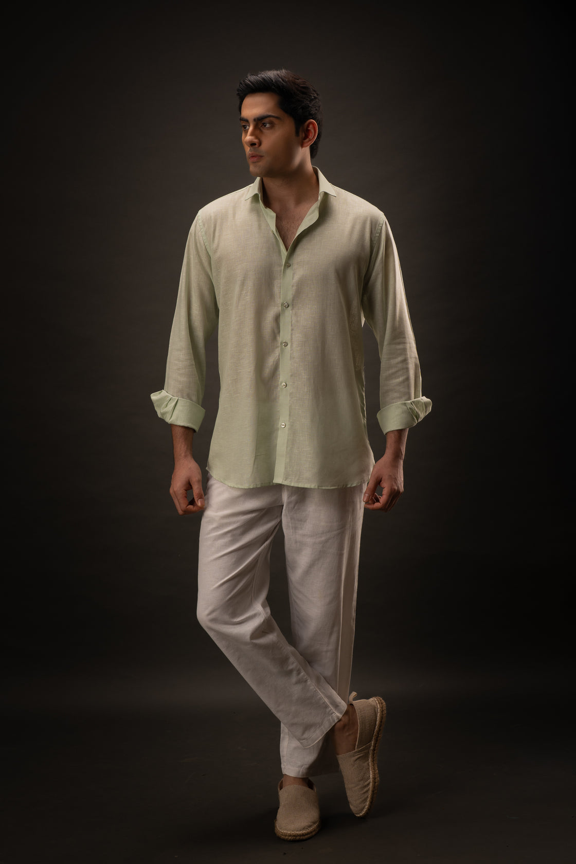Mintora | Blend Linen Shirt | Mint Green