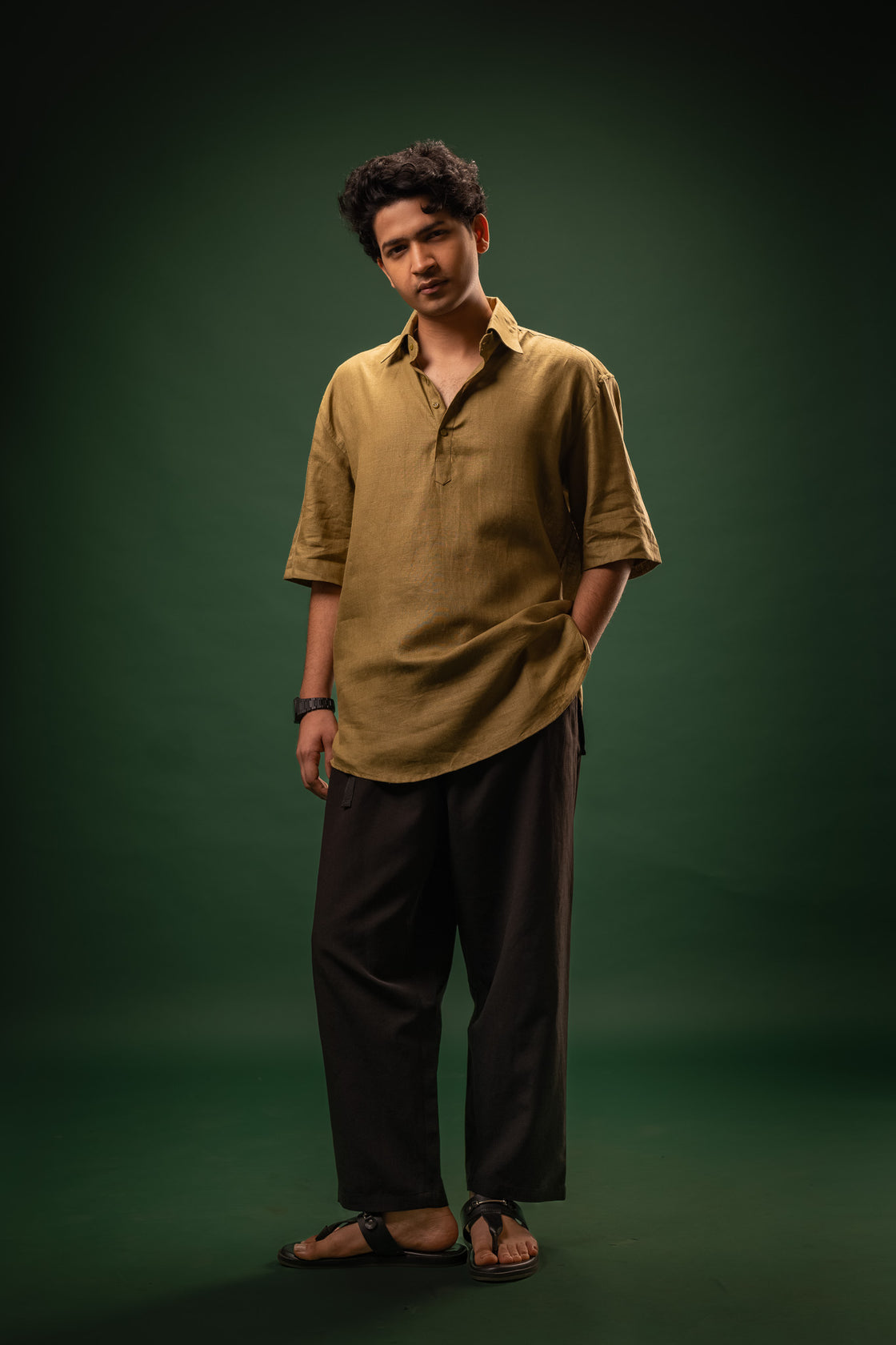 Murk & Moss | OV Short K | 100% Pure Linen | Olive Green