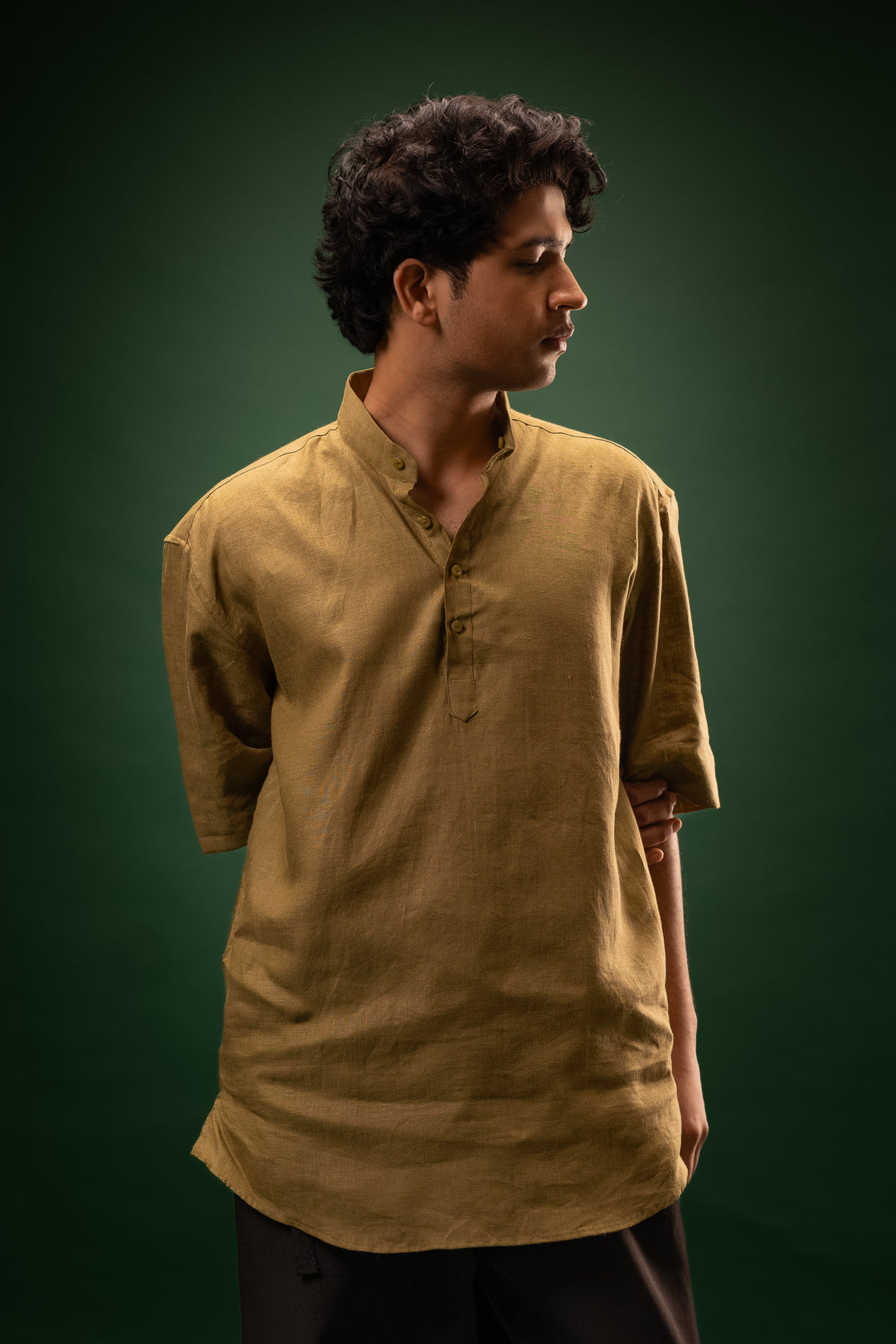 Murk & Moss | OV Short K | 100% Pure Linen | Olive Green