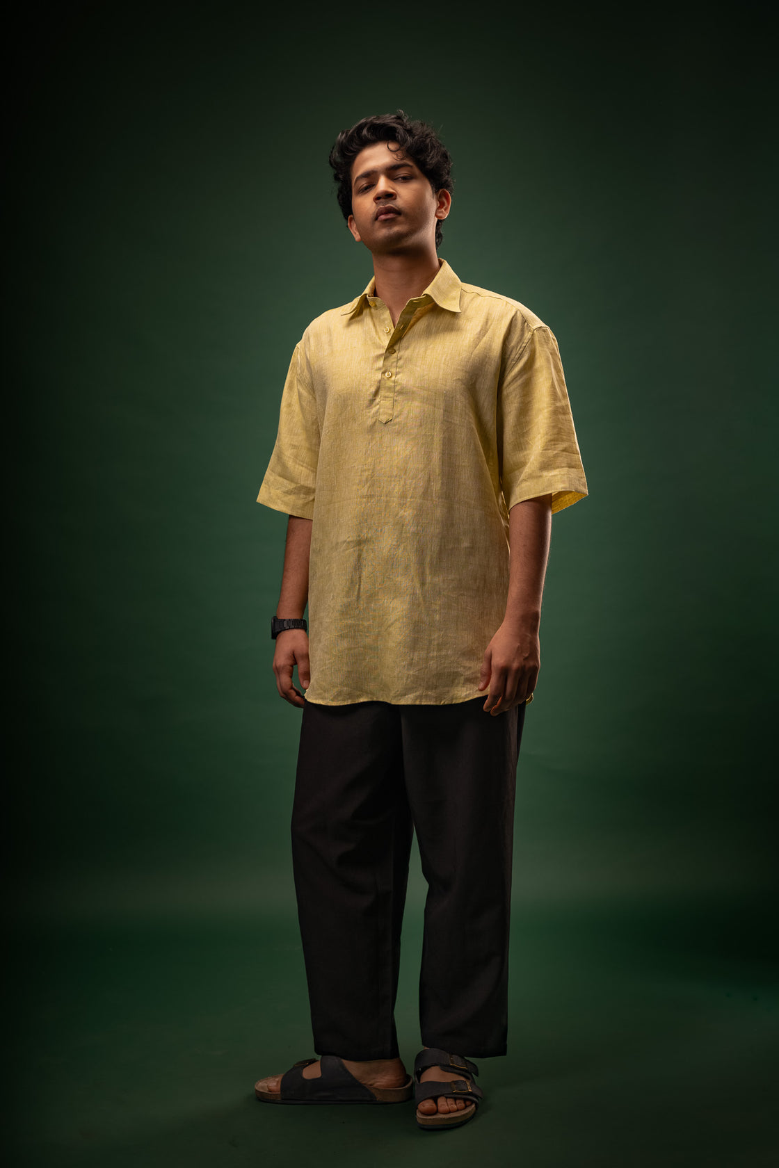 Citrine Glow | OV Short K | 100% Pure Linen | Bright Mango