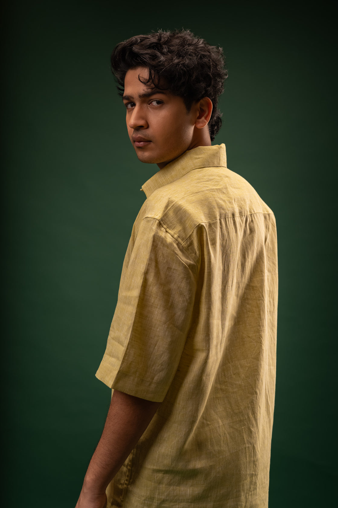 Citrine Glow | OV Short K | 100% Pure Linen | Bright Mango