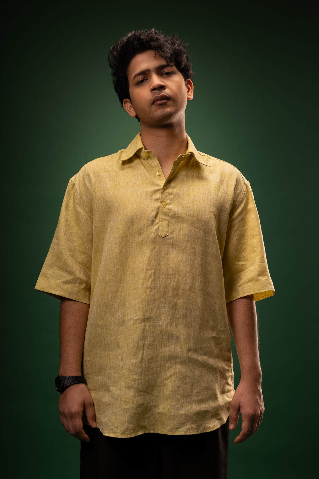 Citrine Glow | OV Short K | 100% Pure Linen | Bright Mango