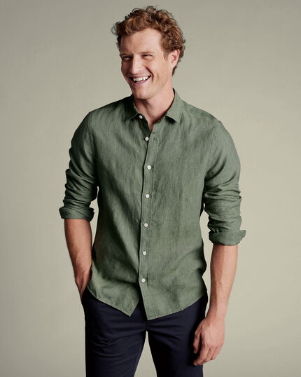 Murk & Moss | Shirt | 100% Pure Linen | Olive Green