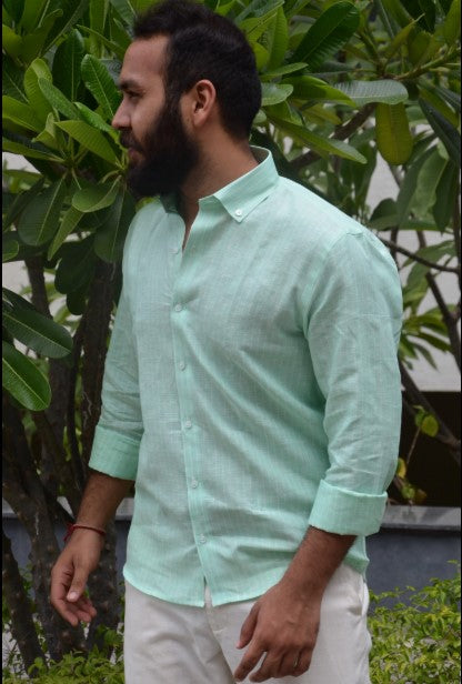 Mintora | Blend Linen Shirt | Mint Green