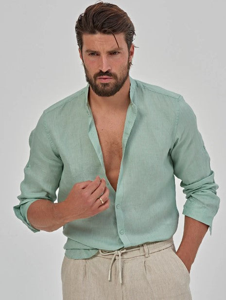 Mintora | Blend Linen Shirt | Mint Green