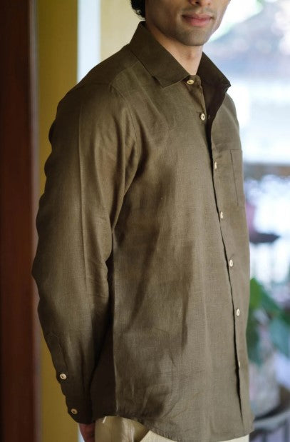Murk & Moss | Shirt | 100% Pure Linen | Olive Green
