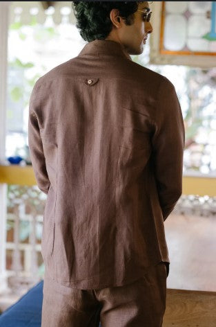 Ebony & Wood | Shirt | 100% Pure Linen | Chocolate Brown