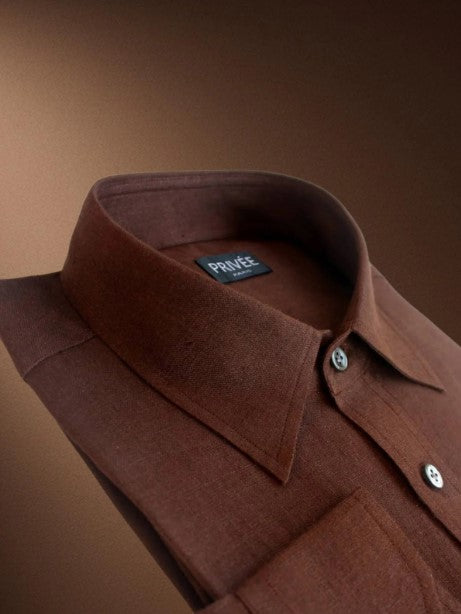 Ebony & Wood | Shirt | 100% Pure Linen | Chocolate Brown